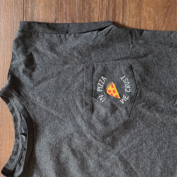 Primark Tops - Primark in pizza we crust Pocket Roll Sleeve T-shirt